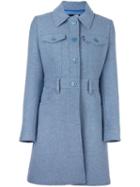 Love Moschino Single Breasted Coat, Women's, Size: 44, Blue, Cotton/acrylic/other Fibers