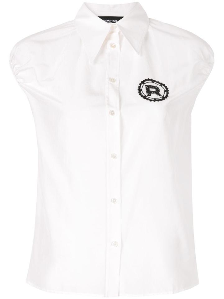 Rochas Beaded Logo Sleeveless Shirt - White
