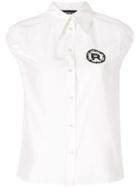 Rochas Beaded Logo Sleeveless Shirt - White