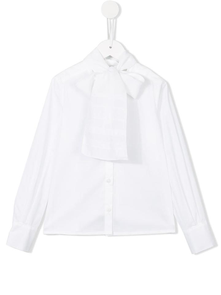 Ermanno Scervino Junior Pussybow Shirt, Girl's, Size: 8 Yrs, White