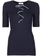 Sonia Rykiel Laced T-shirt, Women's, Size: Xs, Blue, Cotton