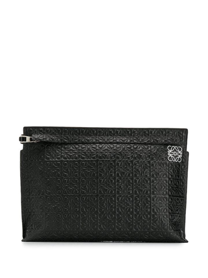 Loewe Logo Embossed Clutch Bag - Black