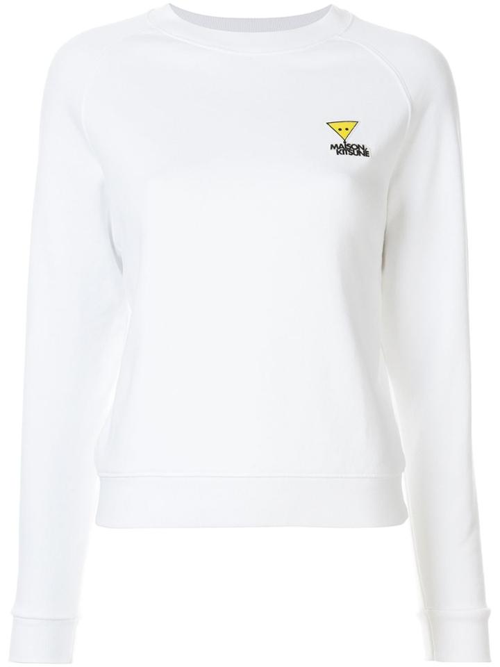 Maison Kitsuné Slim-fit Logo Embroidery Sweatshirt - White
