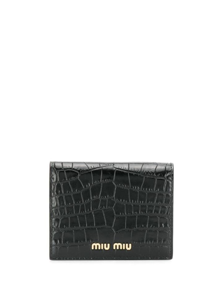 Miu Miu Crocodile-effect Logo Wallet - Black