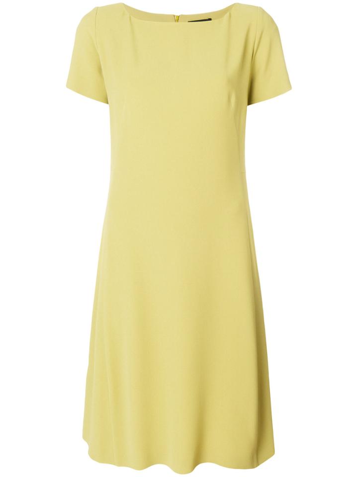 Antonelli Basic Round Neck Short Sleeve Shift Dress - Green