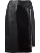 Versace Asymmetric Zip Skirt, Women's, Size: 44, Black, Lamb Skin