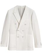 Burberry Linen Silk Double-breasted Tailored Jacket - White