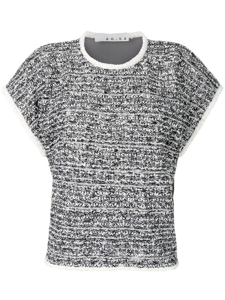 20:52 Embroidered Short-sleeve Top - Black