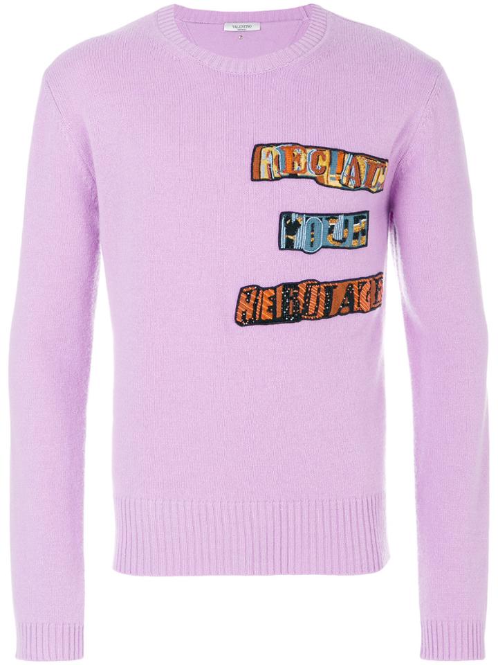 Valentino Jamie Reid Patch Appliqué Sweater - Pink & Purple