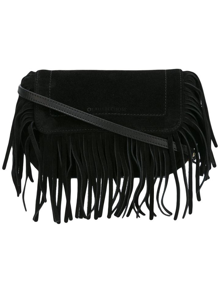 L'autre Chose Fringe Shoulder Bag, Women's, Black, Leather