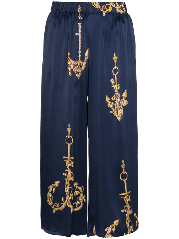 Natasha Zinko Silk Nautical Track Pants - Blue