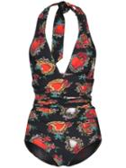 Dolce & Gabbana Scared Heart Print Swimsuit - Black