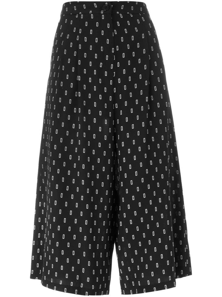 Société Anonyme Printed Wide Leg Knee Shorts, Women's, Size: 44, Black, Silk