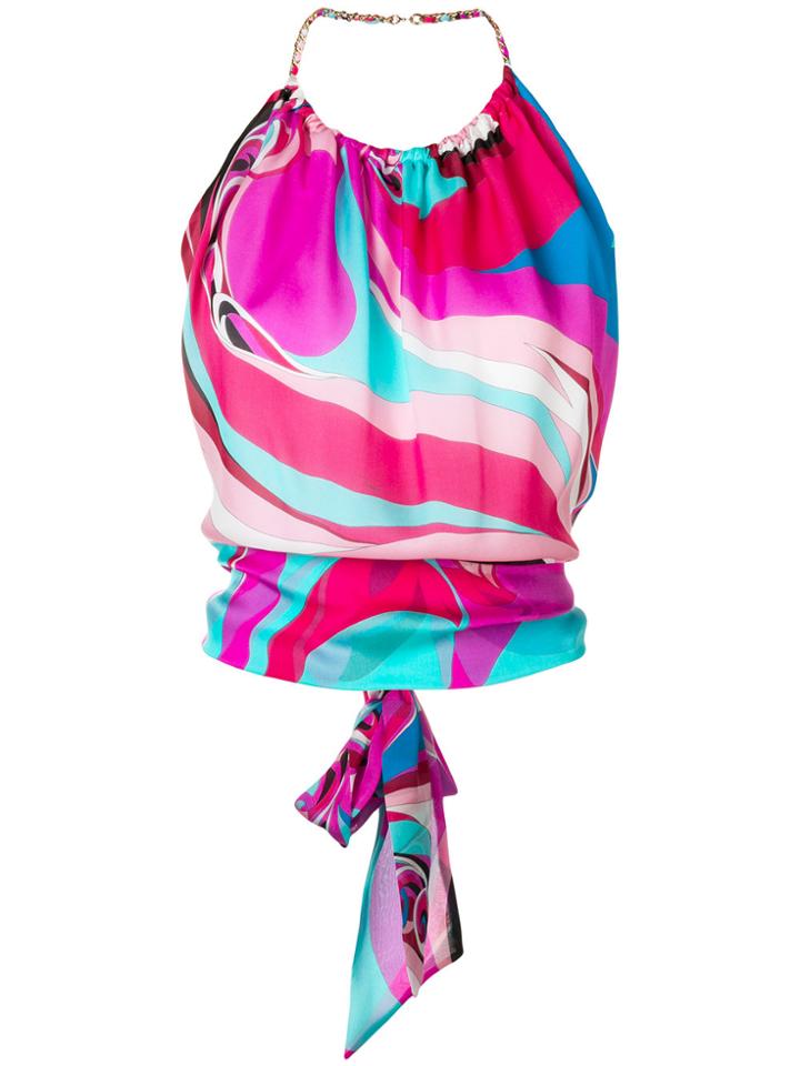 Emilio Pucci Abstract Print Halterneck Blouse - Multicolour