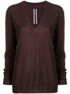 Rick Owens Loose V-neck Jumper - Brown