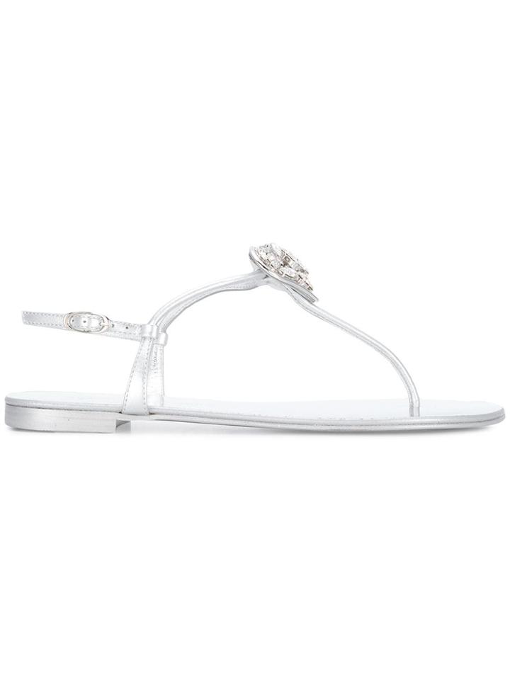 Giuseppe Zanotti Design Hollie Heart Embellished Sandals - Metallic