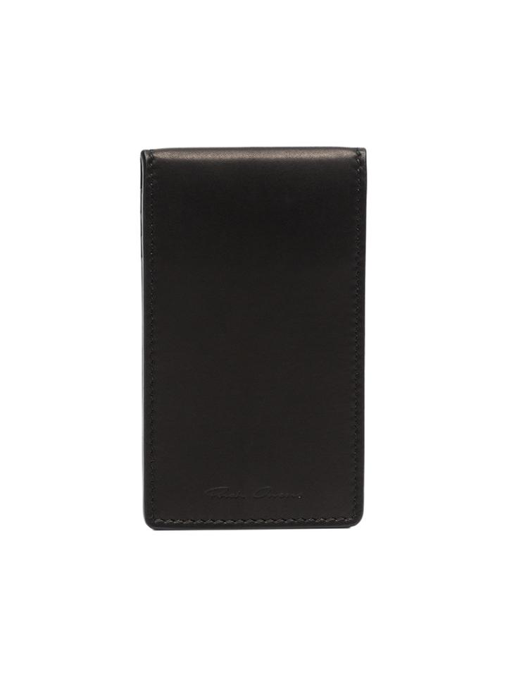 Rick Owens Black Logo Embossed Leather Billfold Cardholder