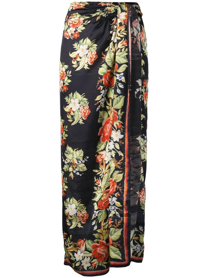 Paco Rabanne Floral Print Wrap Skirt - Black