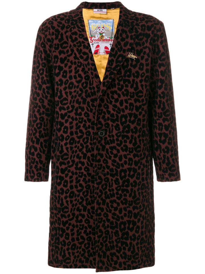 Gcds Leopard Print Coat - Red
