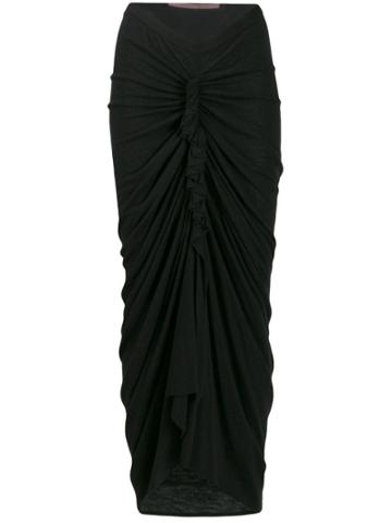 Rick Owens Lilies Ruched Draped Skirt - Black