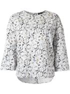 Andrea Marques All-over Print Blouse, Women's, Size: 40, White, Cotton