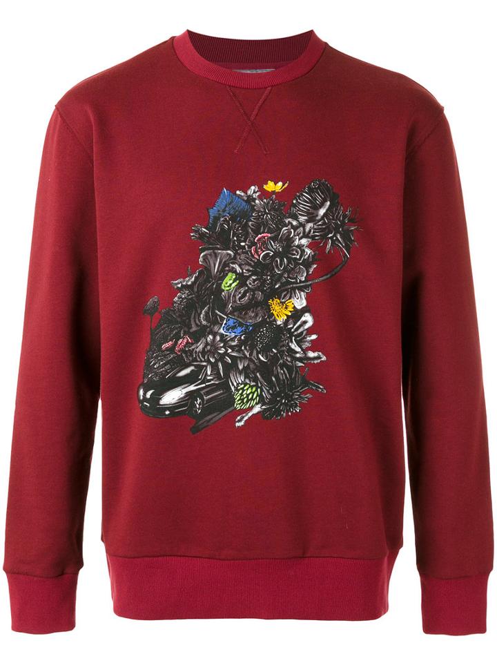 Lanvin Car And Flowers Sweatshirt, Men's, Size: Small, Red, Cotton