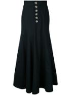 Irene - Button Trimpet Skirt - Women - Rayon/wool - 36, Black, Rayon/wool