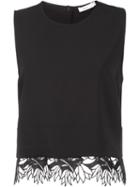 A.l.c. Lace Hem Tank Top, Women's, Size: 10, Black, Viscose/spandex/elastane