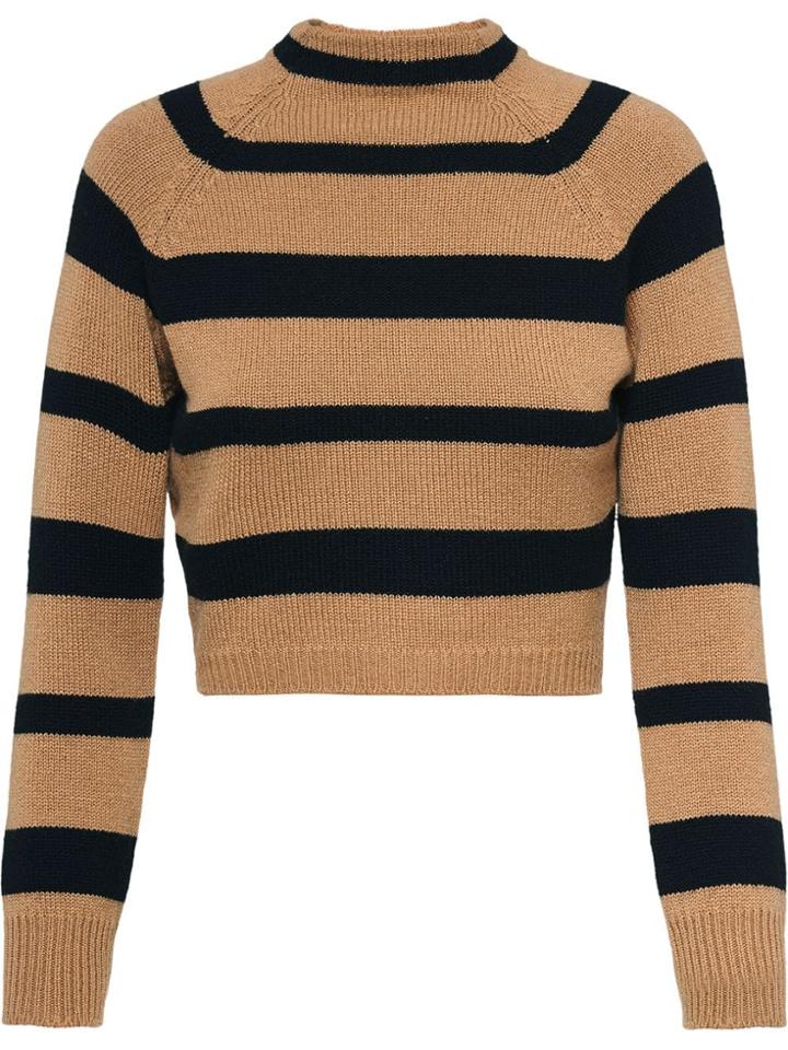 Miu Miu Striped Mock Neck Jumper - Brown