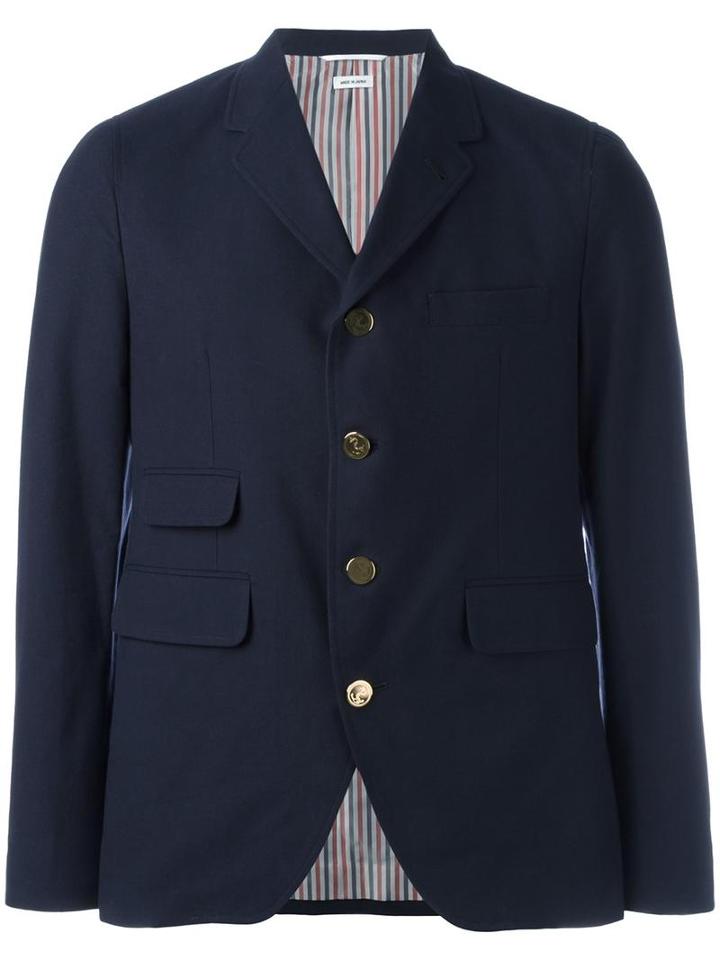 Thom Browne Buttoned Blazer, Men's, Size: 2, Blue, Cotton/cupro