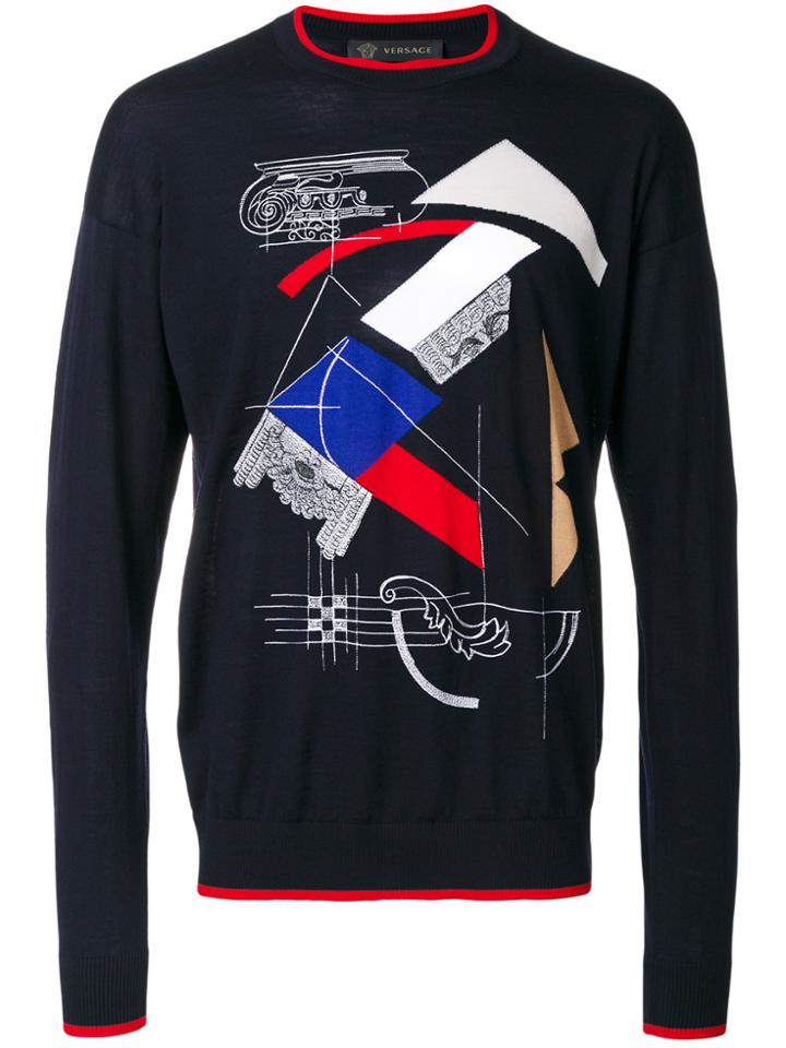 Versace Capitello Print Jumper - Blue