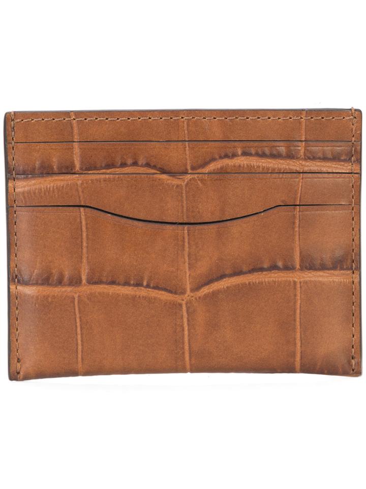 Coach Crocodile Embossed Card Case - Brown