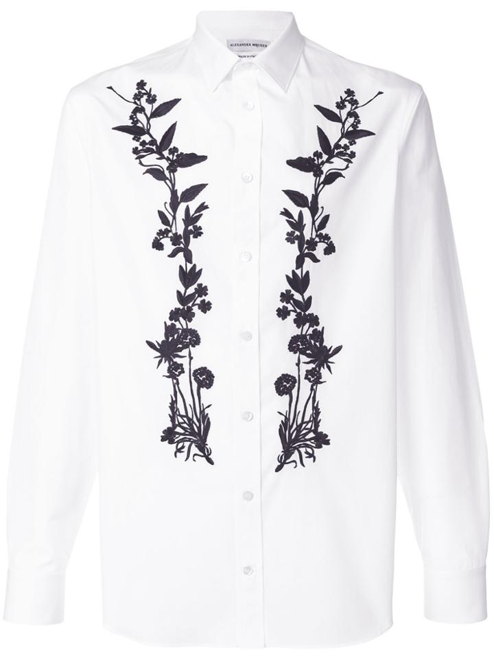 Alexander Mcqueen Floral Embroidered Shirt - White