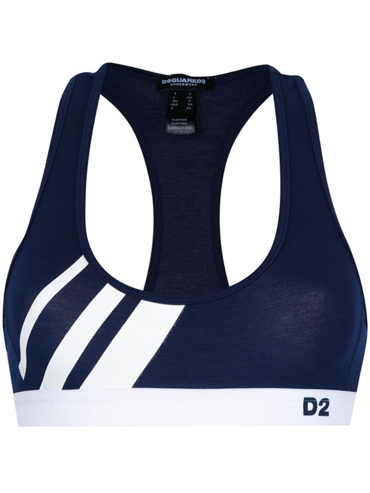 Dsquared2 Striped Racerback Crop Top - Blue