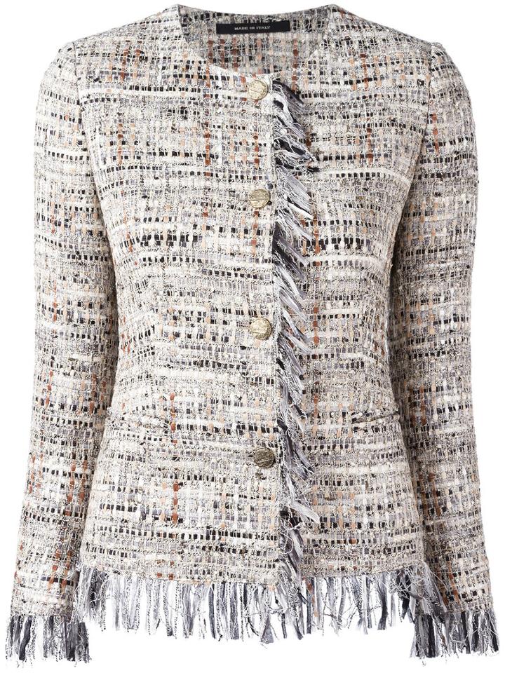 Tagliatore - Tweed Buttoned Jacket - Women - Cotton/acrylic/polyamide/viscose - 44, Nude/neutrals, Cotton/acrylic/polyamide/viscose