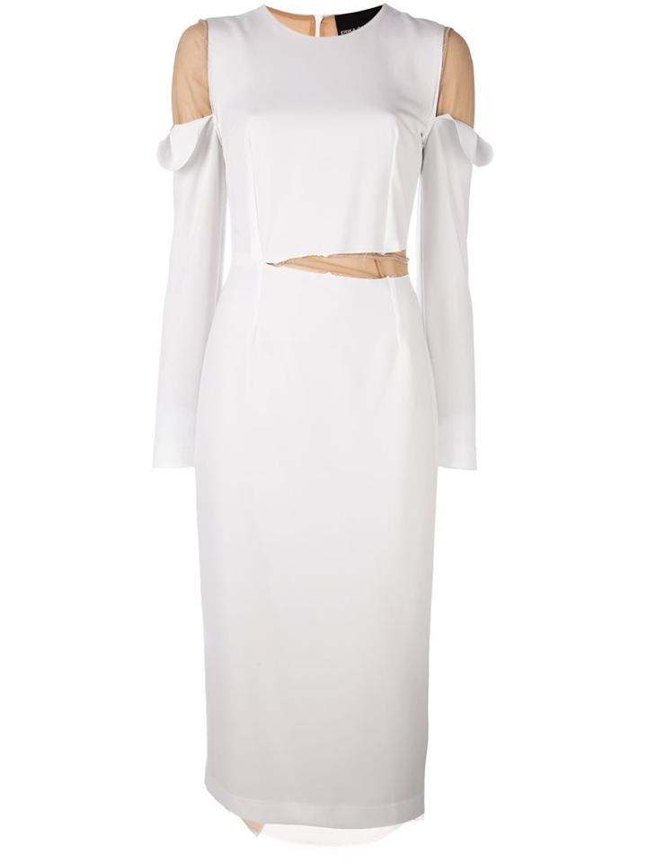 Erika Cavallini 'gillian' Long Sleeve Dress, Women's, Size: 42, White, Acetate/polyester