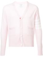 Thom Browne Cashmere Striped Sleeve Cardigan - Pink & Purple