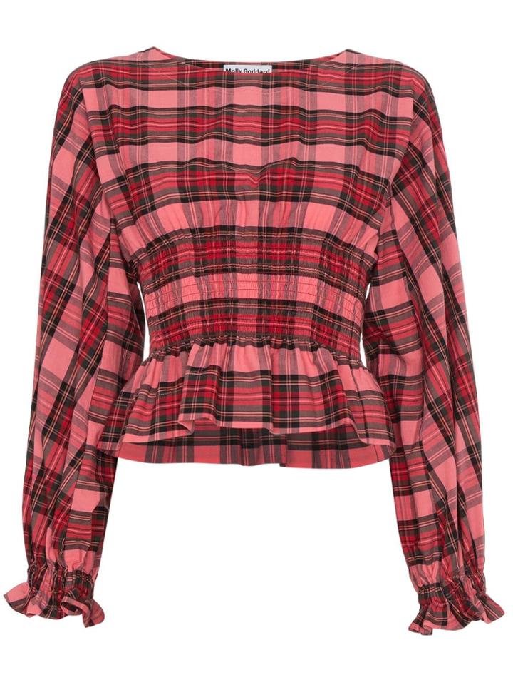 Molly Goddard Tartan Smocked Long Sleeve Top - Pink