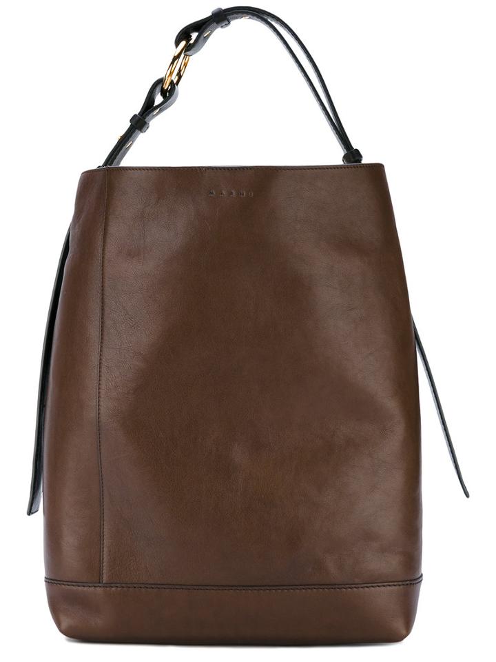 Marni - Oversized Tote - Women - Calf Leather/brass - One Size, Brown, Calf Leather/brass
