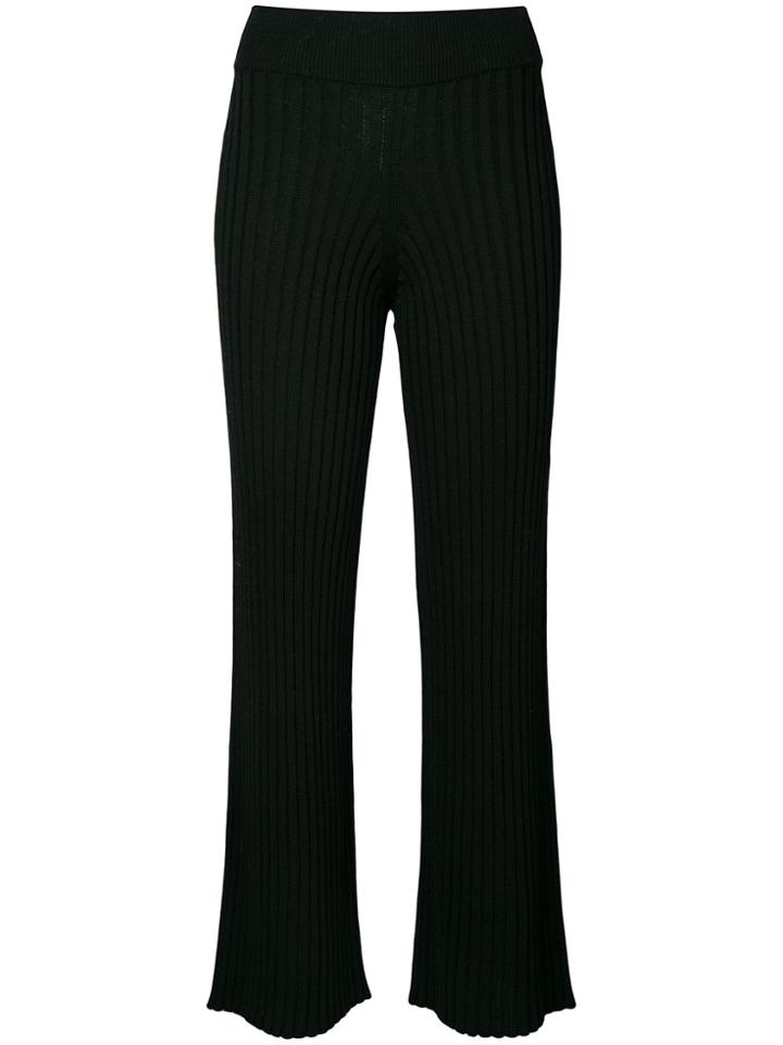 Roberto Collina Flared Ribbed Trousers - Black