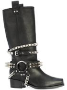 Moschino Studded Biker Boots - Black