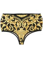 Versace Gold Hibiscus Bikini Bottoms - Black