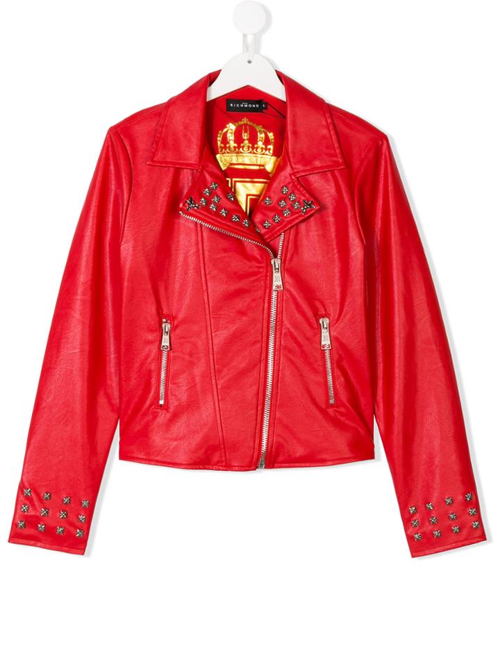 John Richmond Kids Studded Detail Faux Leather Jacket - Red