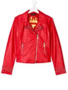 John Richmond Kids Studded Detail Faux Leather Jacket - Red