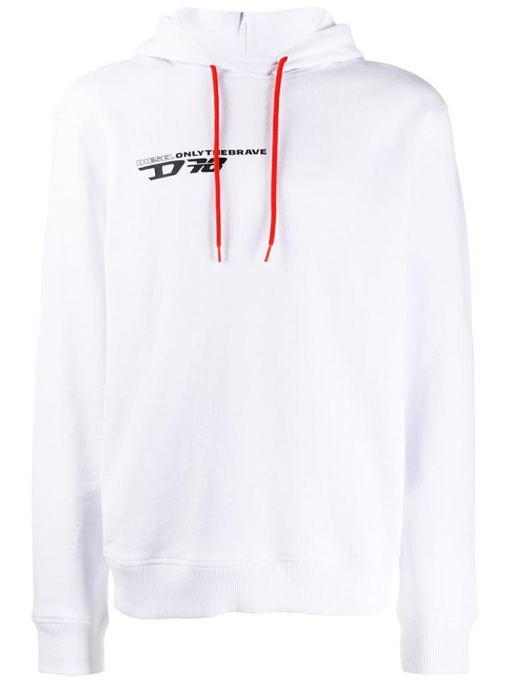 Diesel Logo Hoodie - White