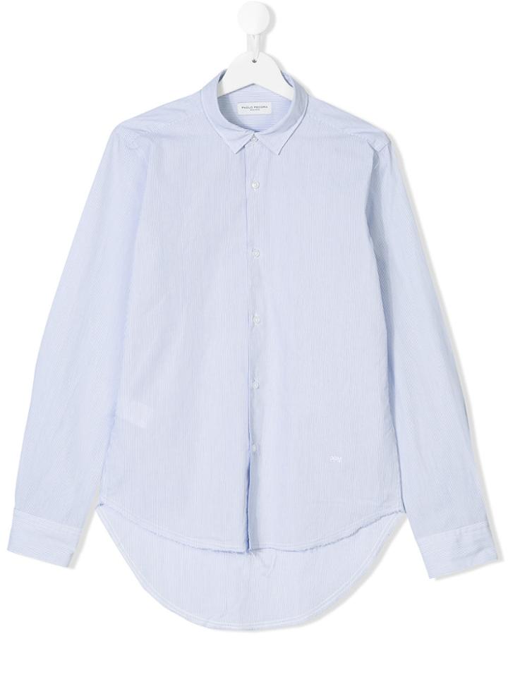 Paolo Pecora Kids Long Sleeve Striped Shirt - White