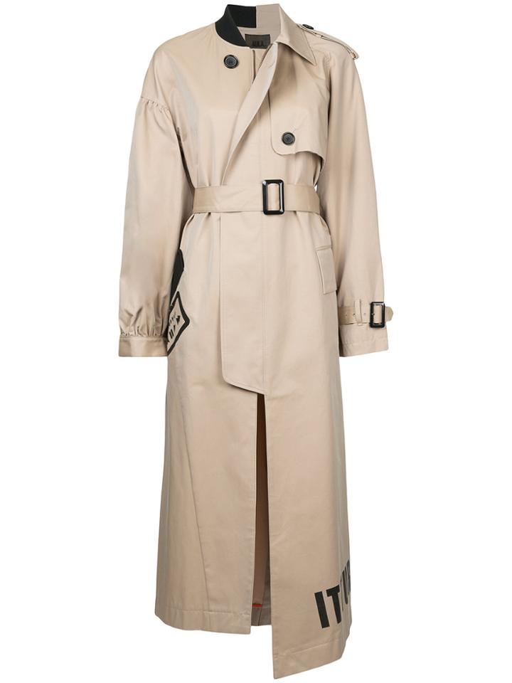 Aula Shuffle Asymmetric Trench Coat - Nude & Neutrals