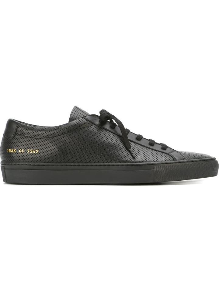 Common Projects Achilles Low Perforated Sneakers, Men's, Size: 41, Black, Leather/rubber