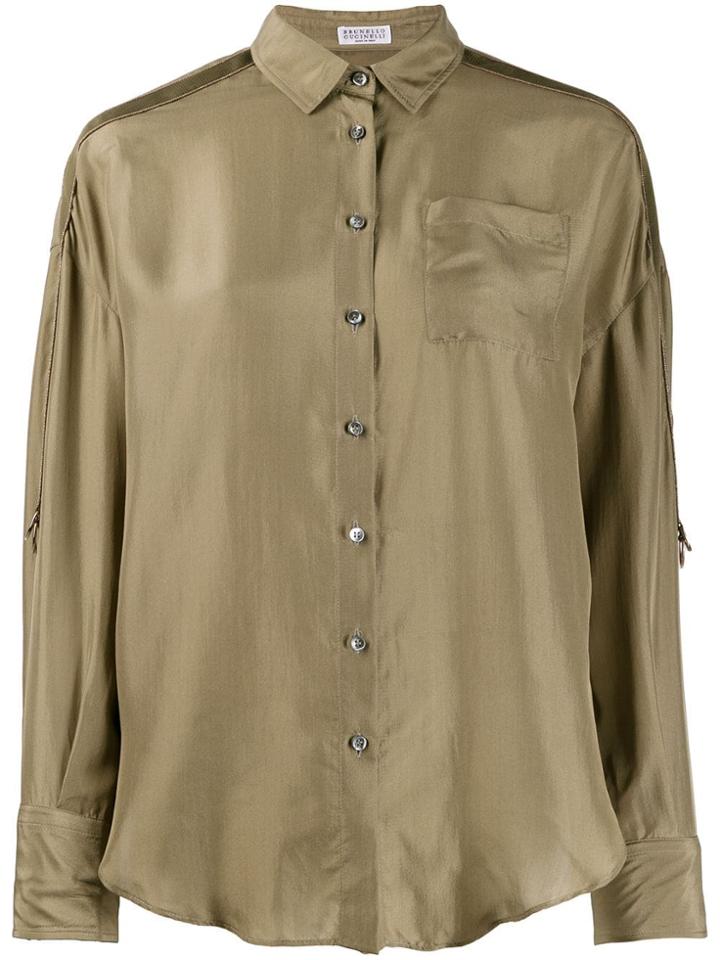 Brunello Cucinelli Oversized Long-sleeve Blouse - Green