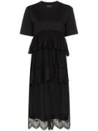 Simone Rocha Lace-trim Tiered Midi-dress - Black